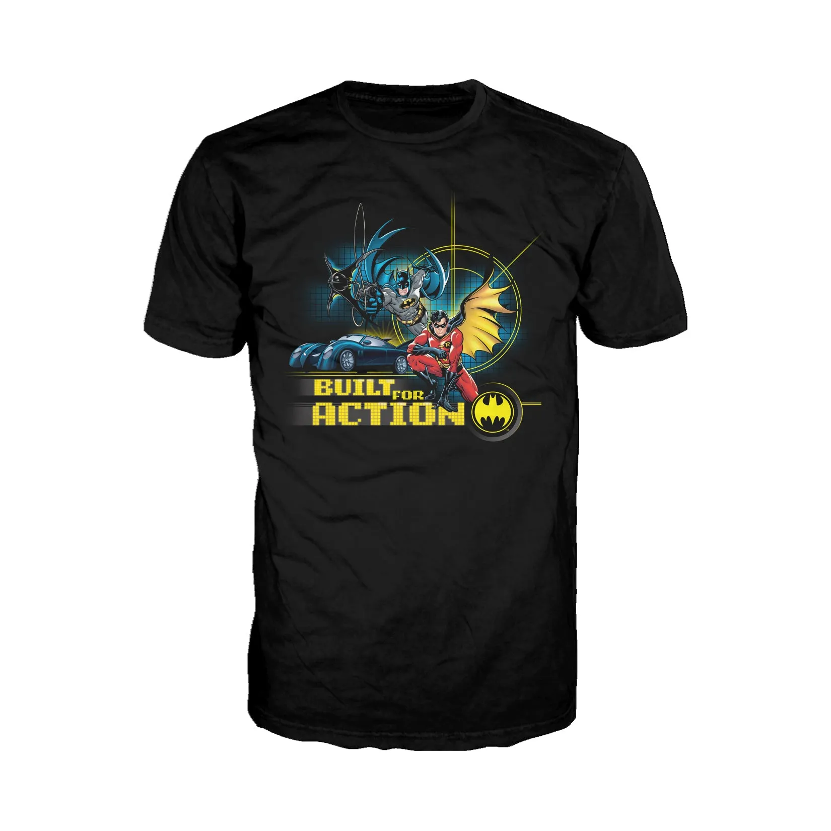 DC Comics Batman Built Action Official Men's T-shirt (Black)