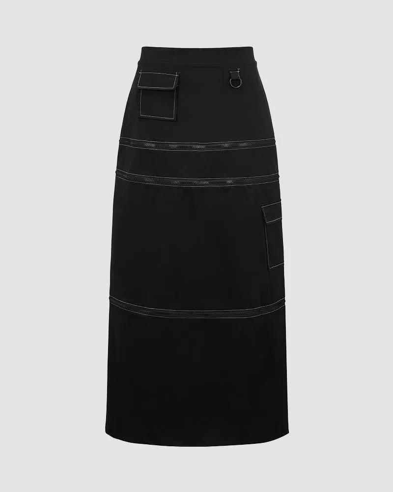 Debbie Striped Cargo Midi Skirt