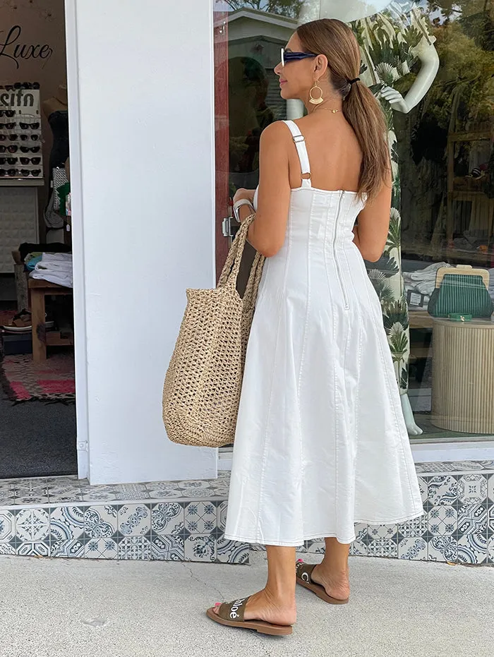Demi Denim Dress - White
