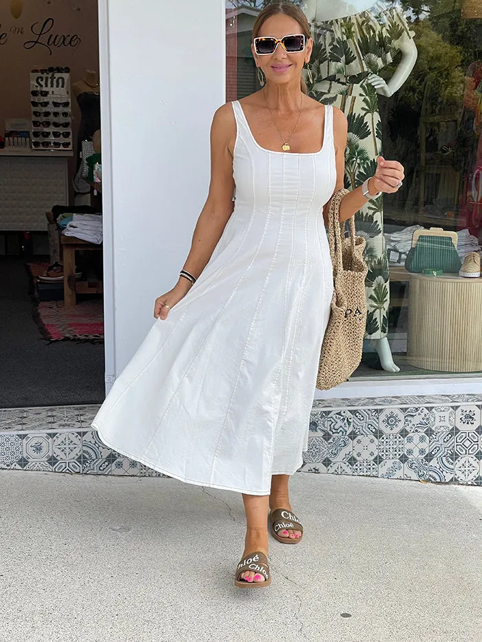 Demi Denim Dress - White