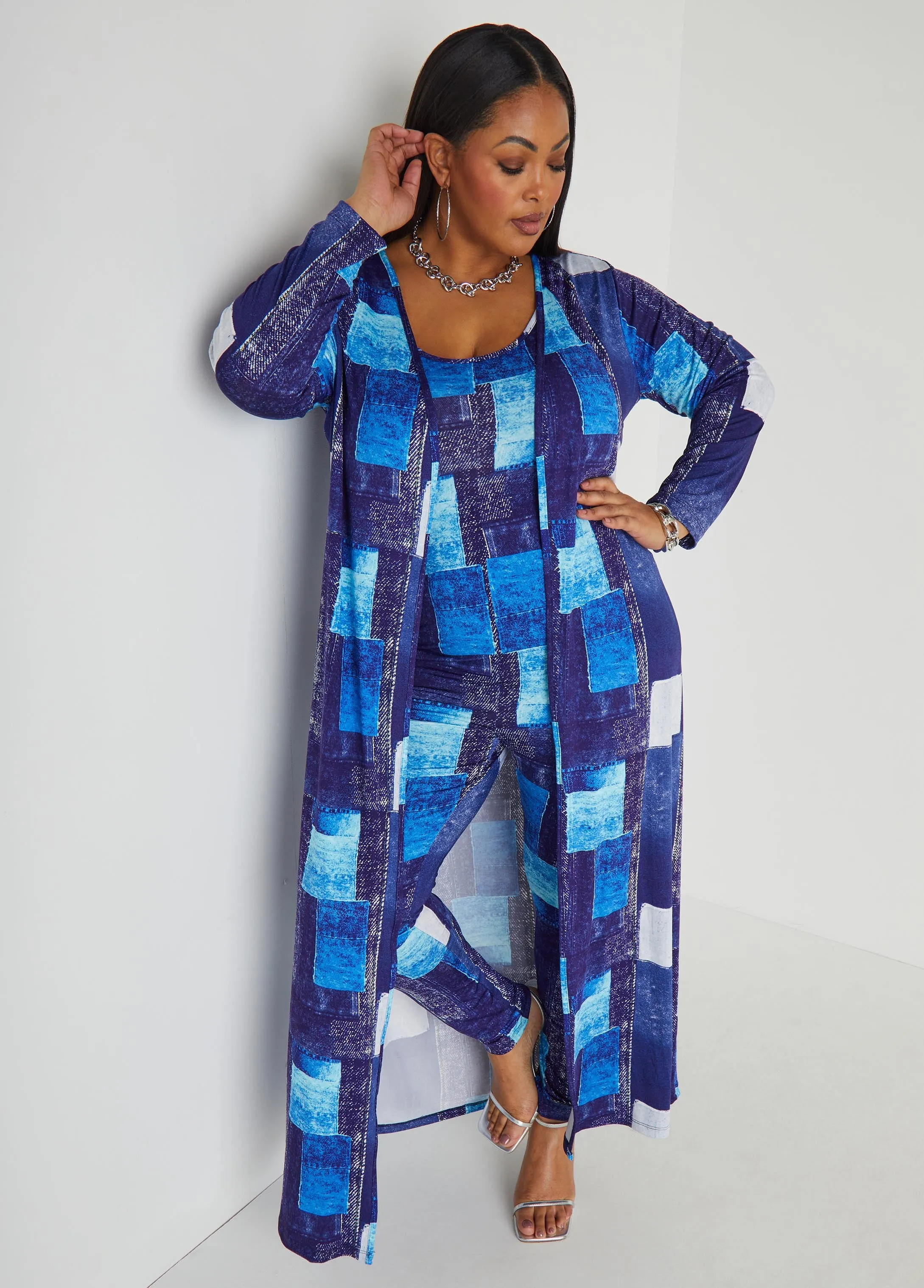 Denim Print Duster