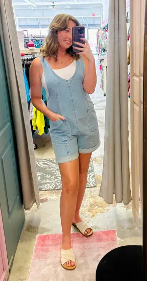 Denim Short Overalls