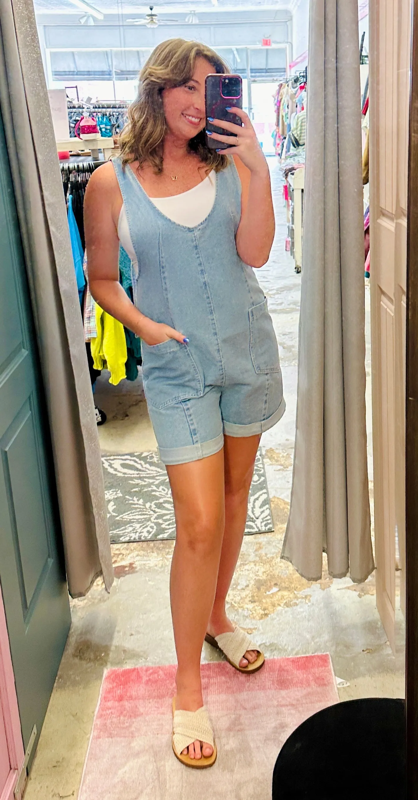 Denim Short Overalls