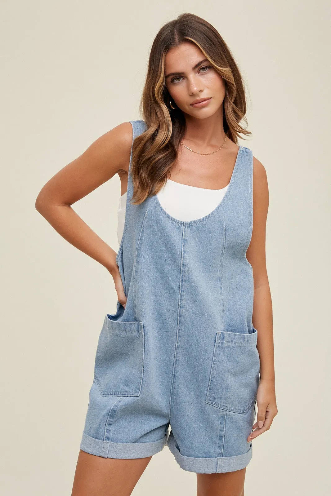 Denim Short Overalls