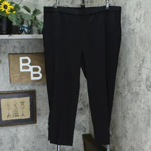 Dennis Basso Plus Size Luxe Crepe Pull-On Lace Insert Ankle Pants Black 2X