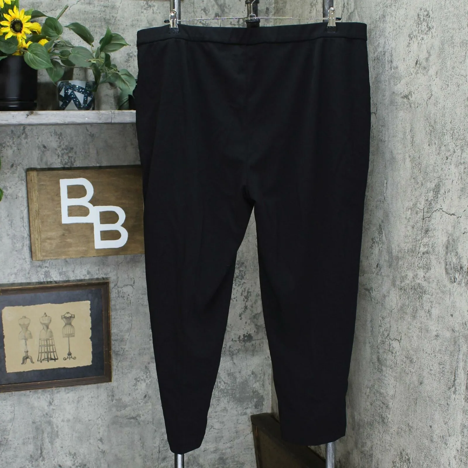 Dennis Basso Plus Size Luxe Crepe Pull-On Lace Insert Ankle Pants Black 2X