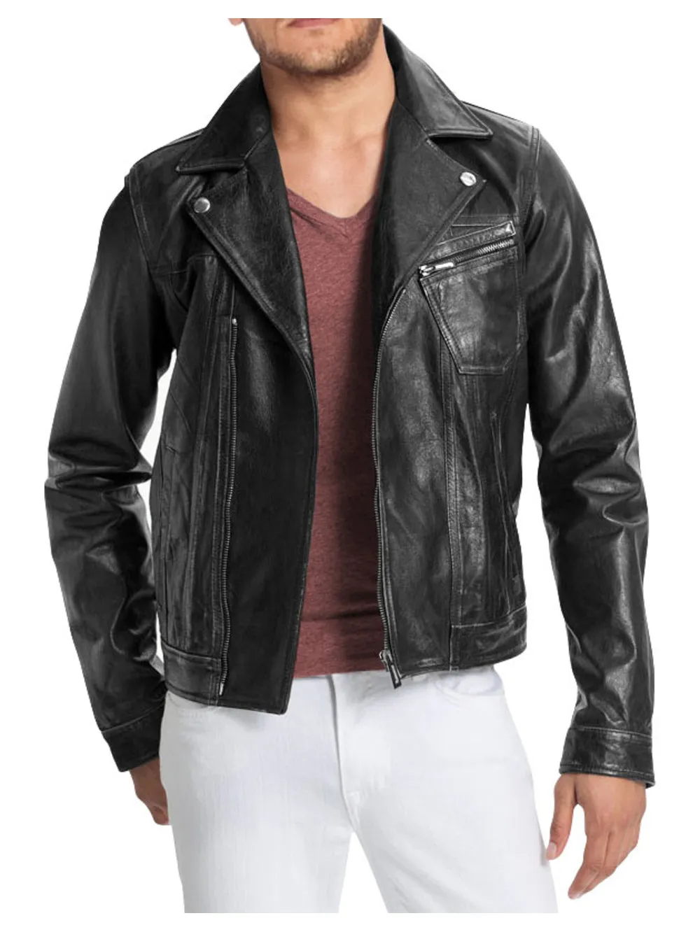 Designer Moto Genuine Leather Jacket for Men
