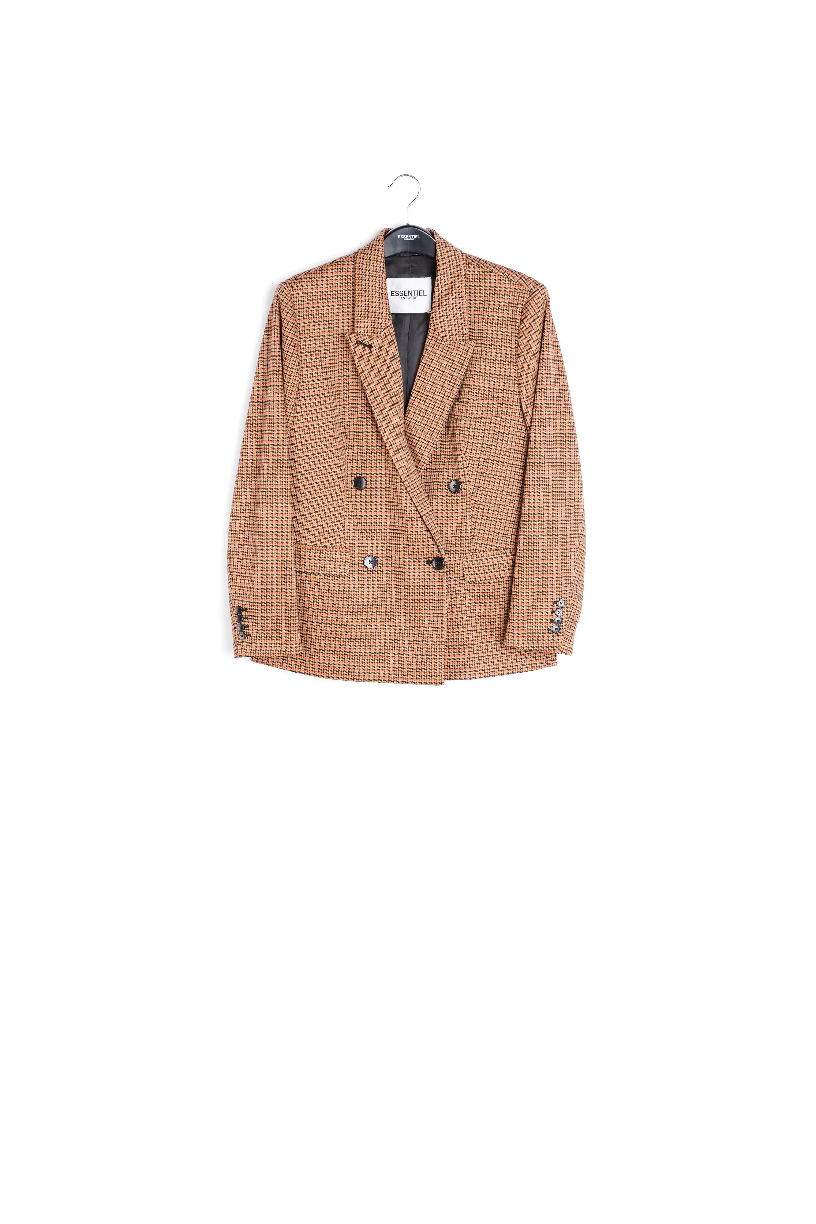 Double-breasted houndstooth blazer