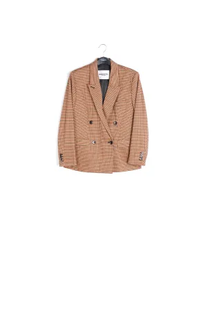 Double-breasted houndstooth blazer