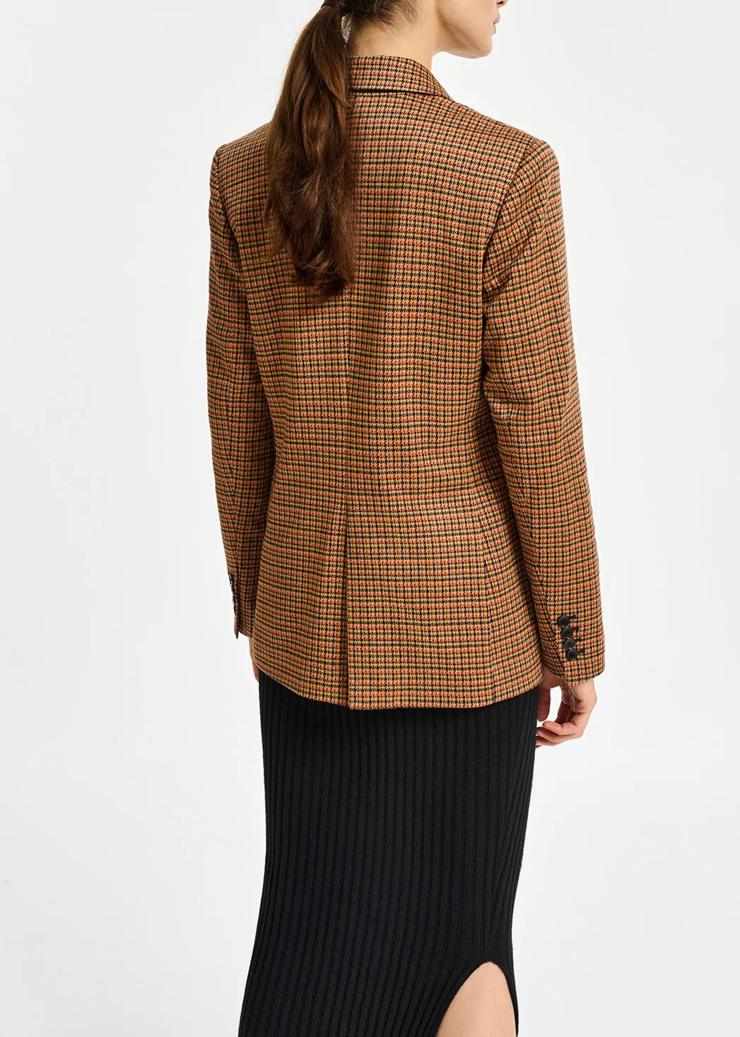 Double-breasted houndstooth blazer