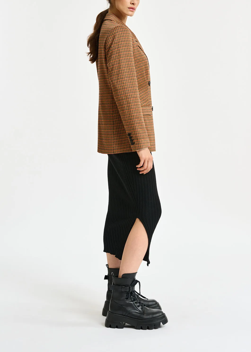 Double-breasted houndstooth blazer