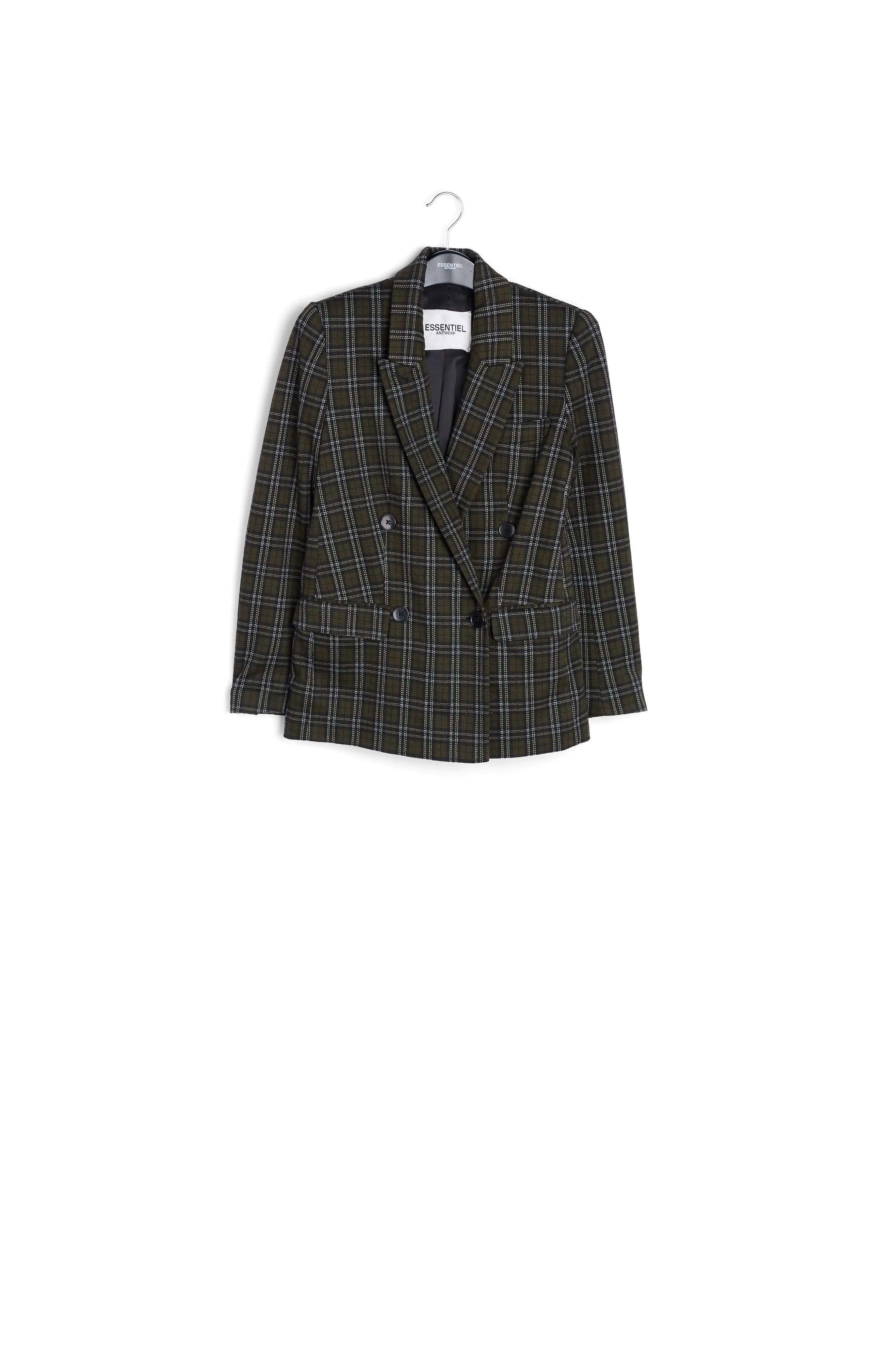 Double-breasted houndstooth blazer