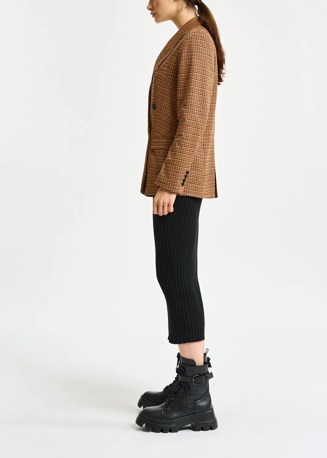 Double-breasted houndstooth blazer