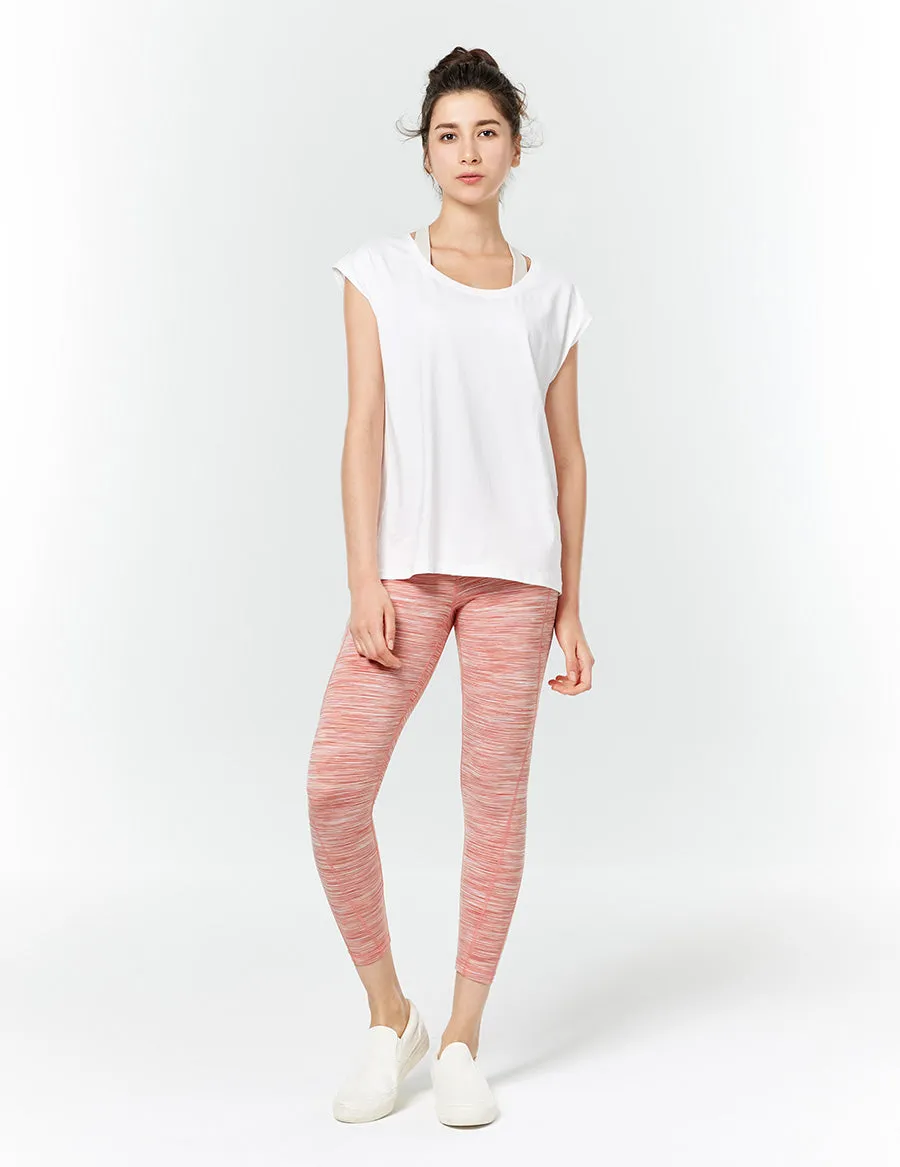 easyoga LA-VEDA Upright Cropped Tights - D66 Honeydew Stripe