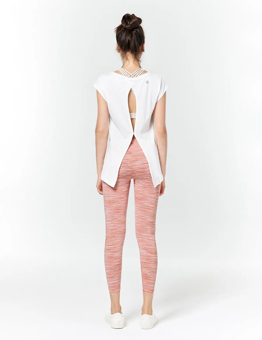 easyoga LA-VEDA Upright Cropped Tights - D66 Honeydew Stripe