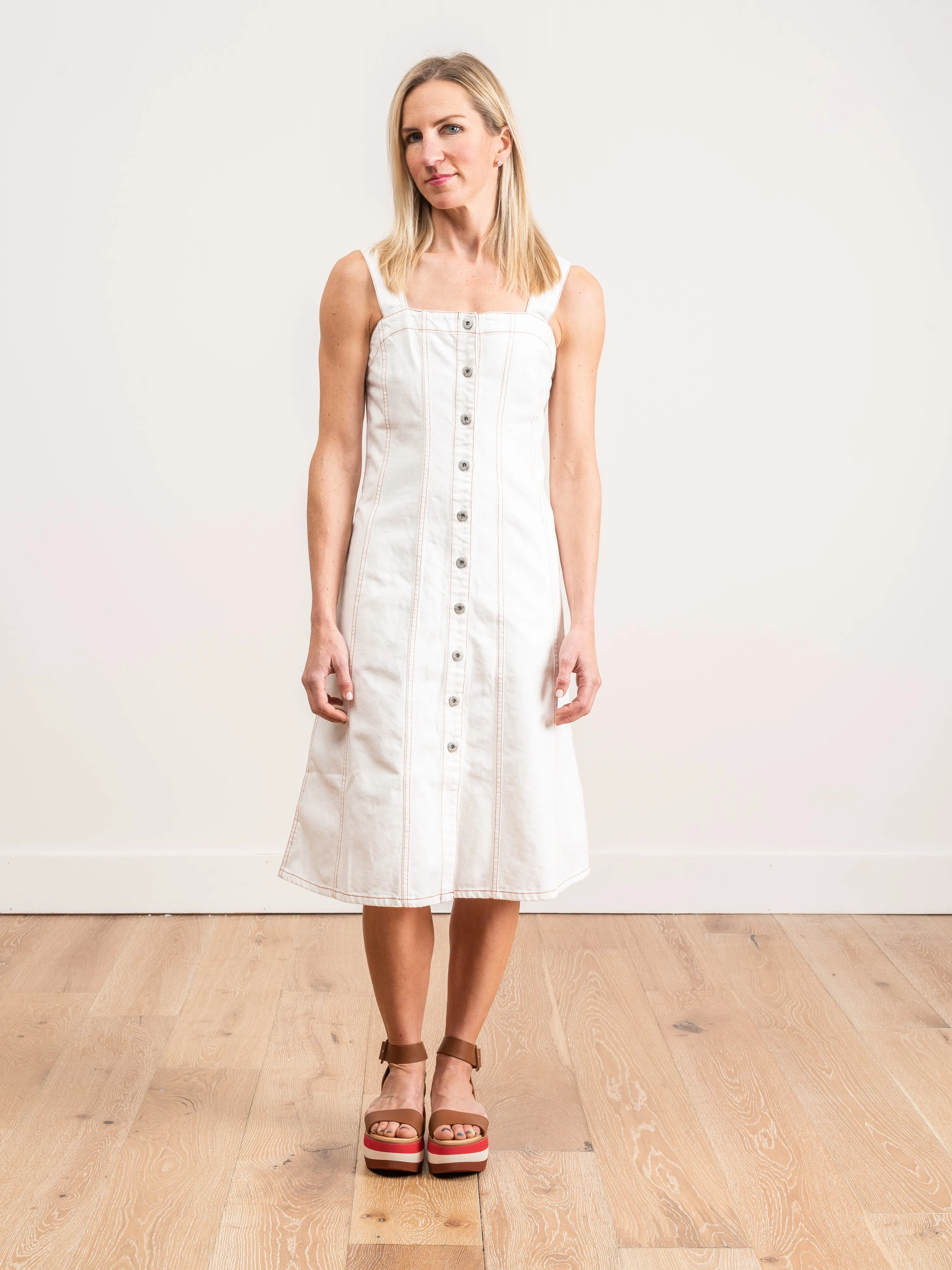 ecru denim dress
