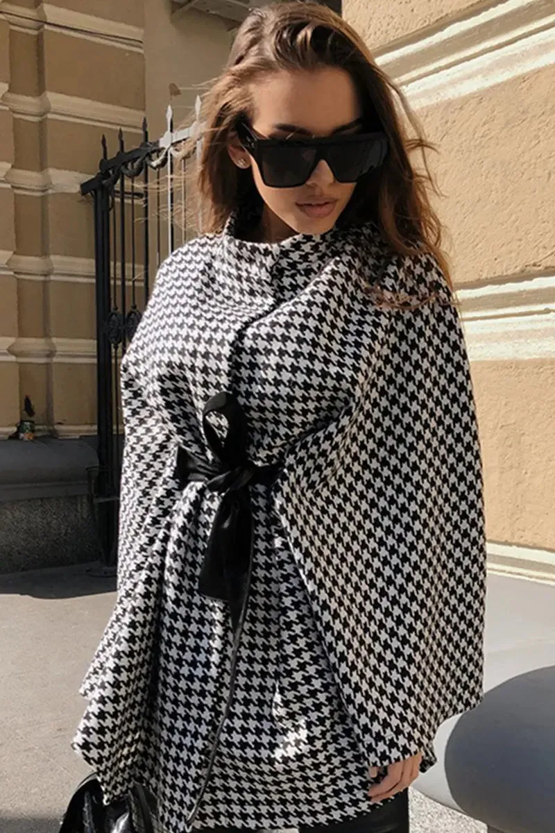 'Eira' Plaid Houndstooth Coat