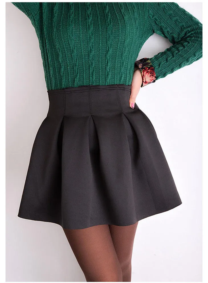 Elegant Good Fashion Red Green Black Mini Skater Skirt Ball Gown With Zipper Skirts For Women