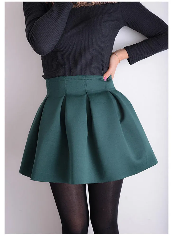 Elegant Good Fashion Red Green Black Mini Skater Skirt Ball Gown With Zipper Skirts For Women