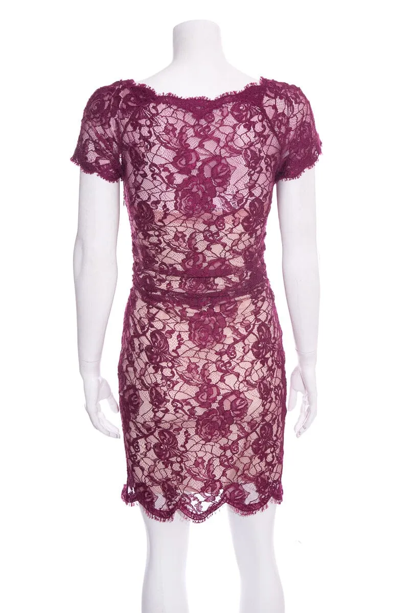 Emilio Pucci Purple Short Sleeve Lace Mini Dress SZ 6