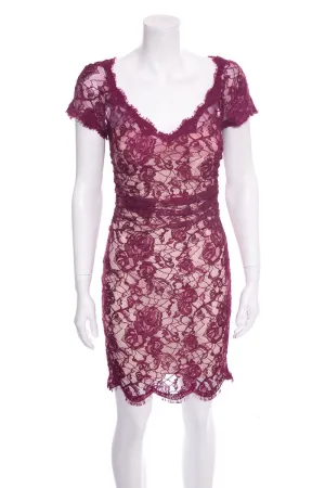 Emilio Pucci Purple Short Sleeve Lace Mini Dress SZ 6