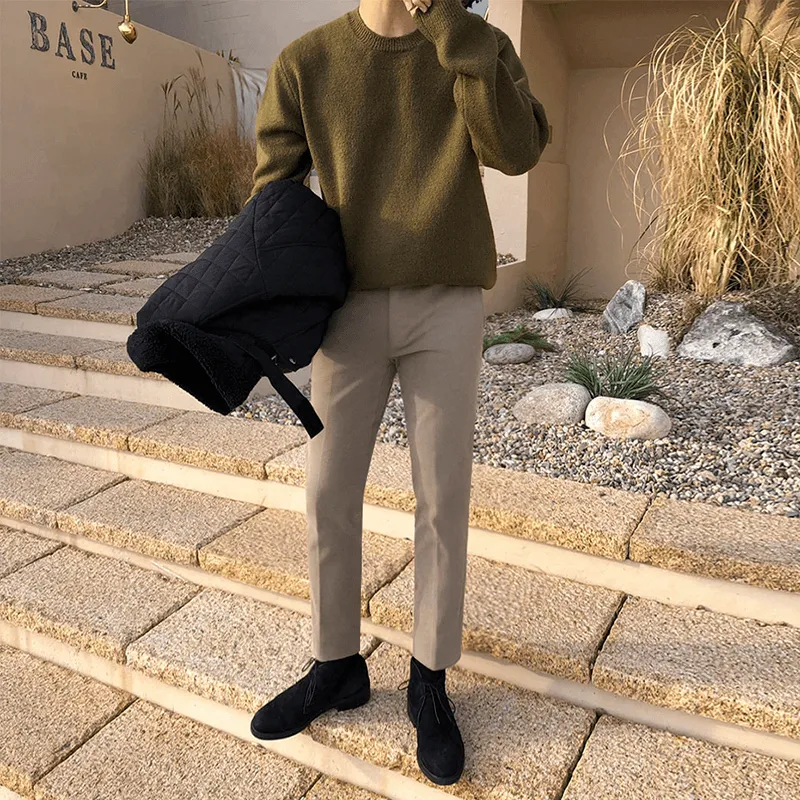 Fashion Simple Men'S Slim Fit Straight Pants