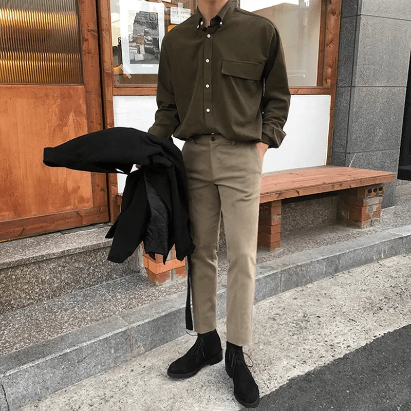 Fashion Simple Men'S Slim Fit Straight Pants