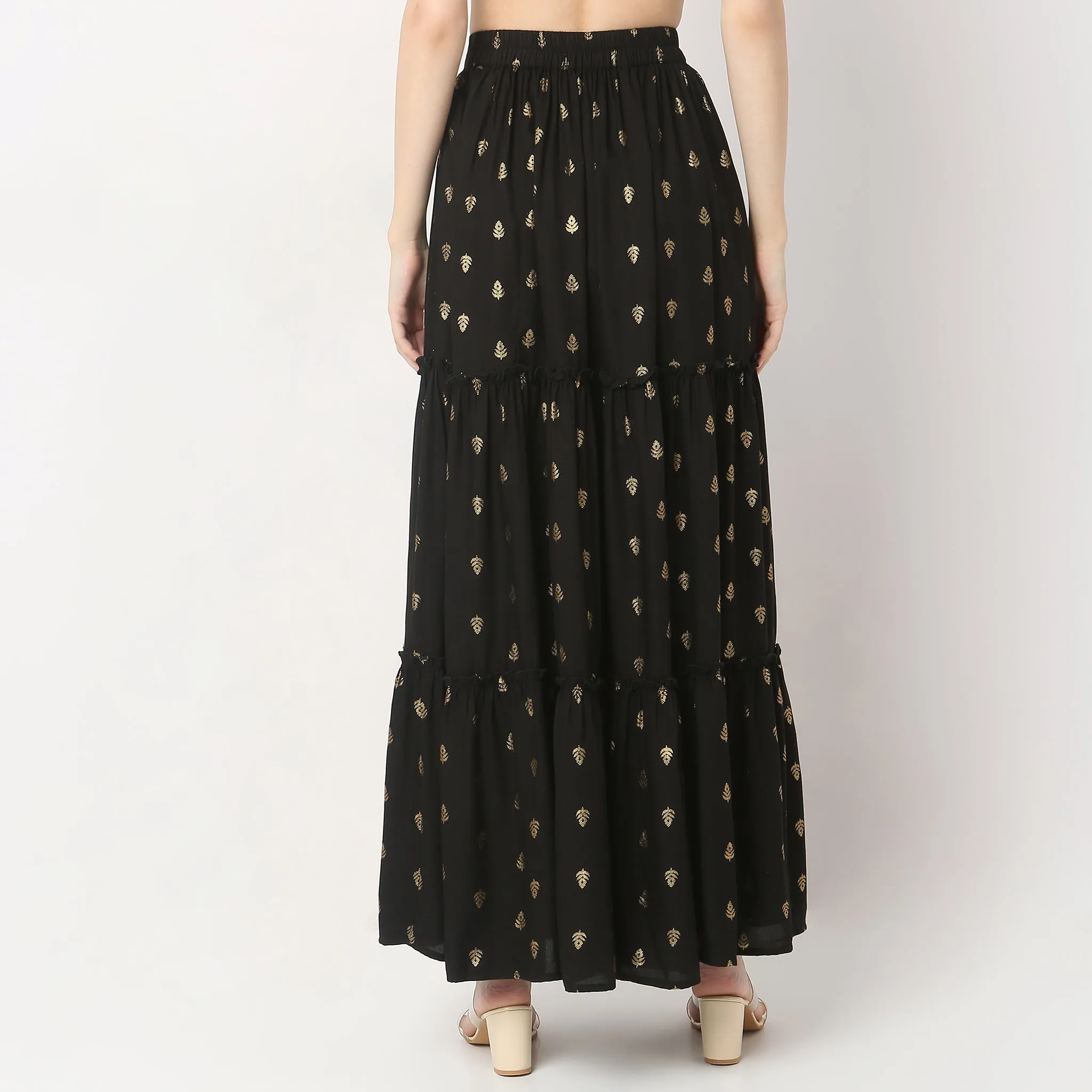 Flare Fit Mid Rise Skirt