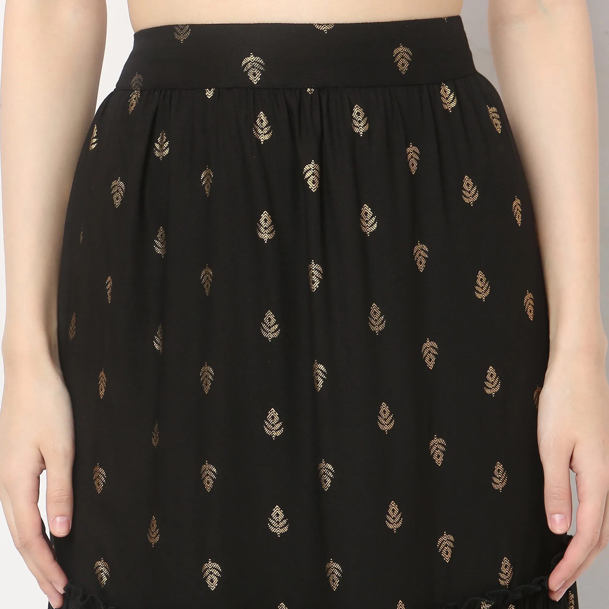Flare Fit Mid Rise Skirt