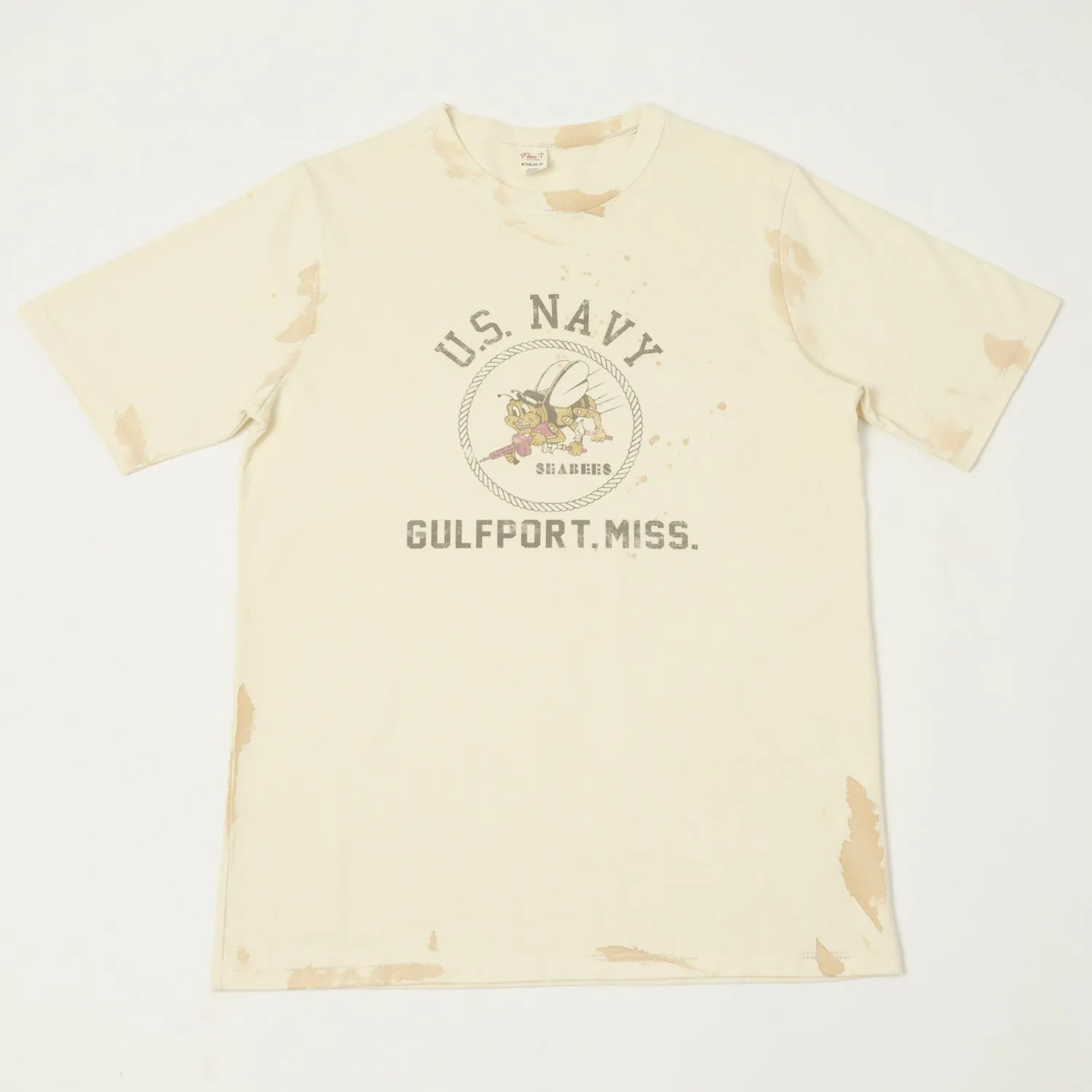 Flea-T 1950s 'Seabees' Short Sleeve T-Shirt - White