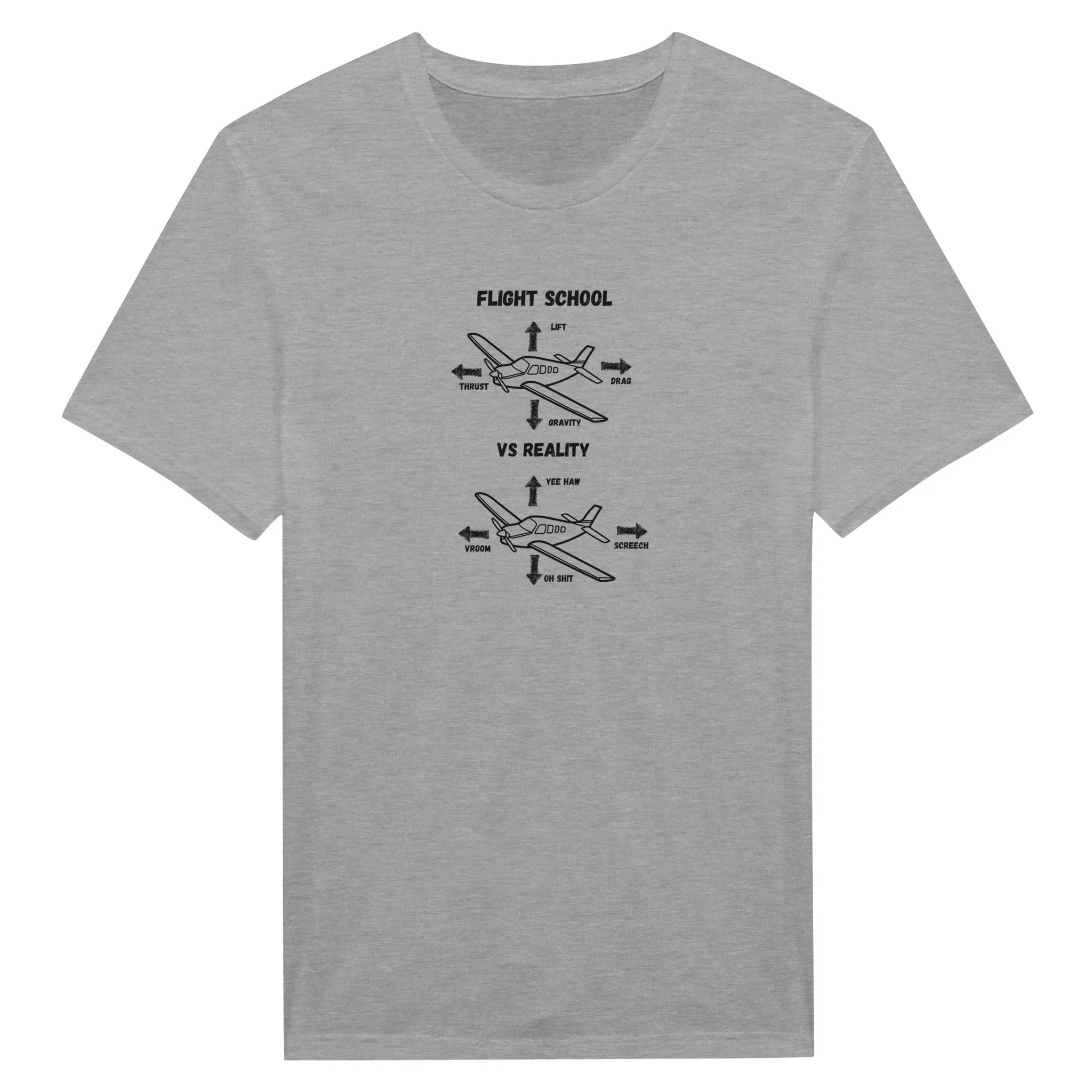 Flight School vs Reality Funny Pilot T-Shirt Gifts
