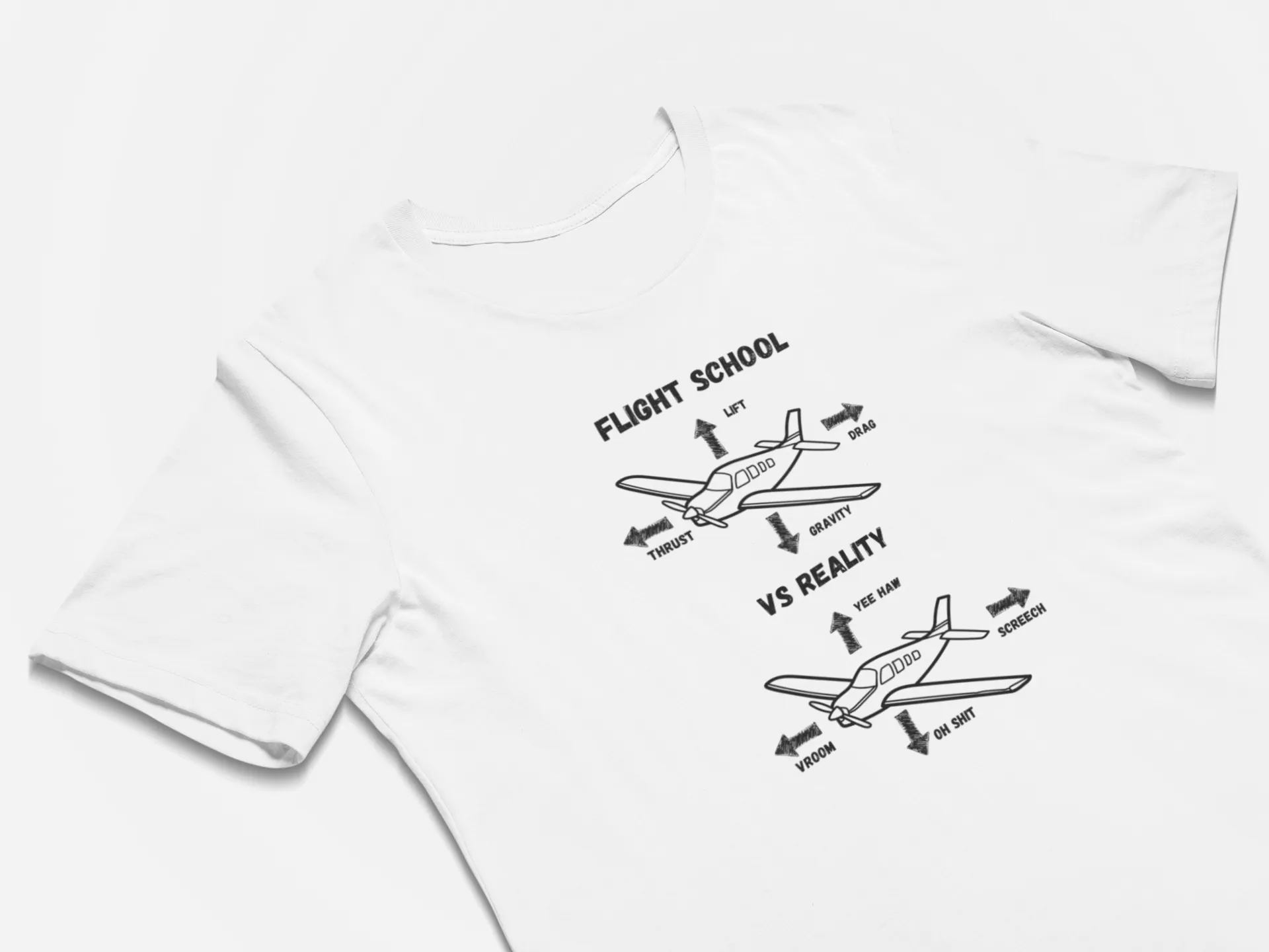 Flight School vs Reality Funny Pilot T-Shirt Gifts