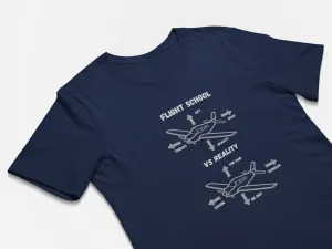 Flight School vs Reality Funny Pilot T-Shirt Gifts