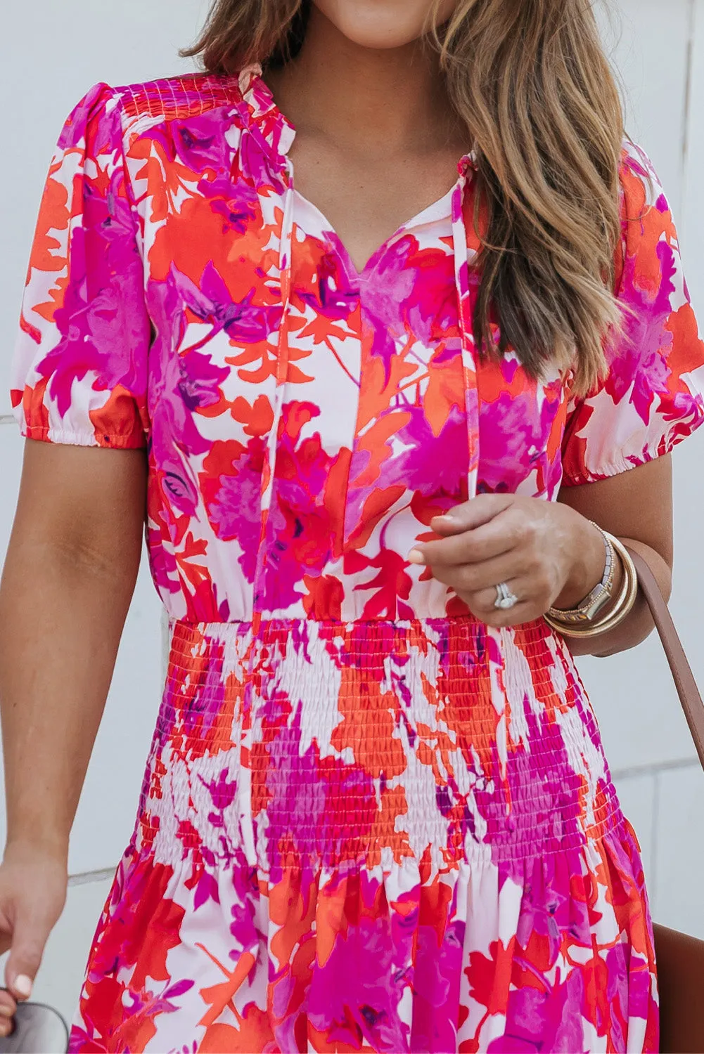 Floral Smocked Waist Bubble Dress