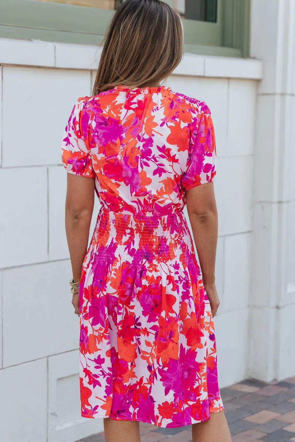 Floral Smocked Waist Bubble Dress