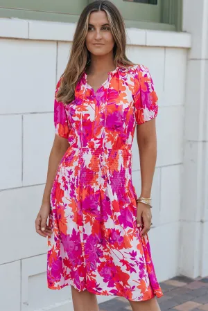 Floral Smocked Waist Bubble Dress
