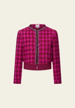 Fluorescent Pink Dark Red Monogram Tweed Jacket