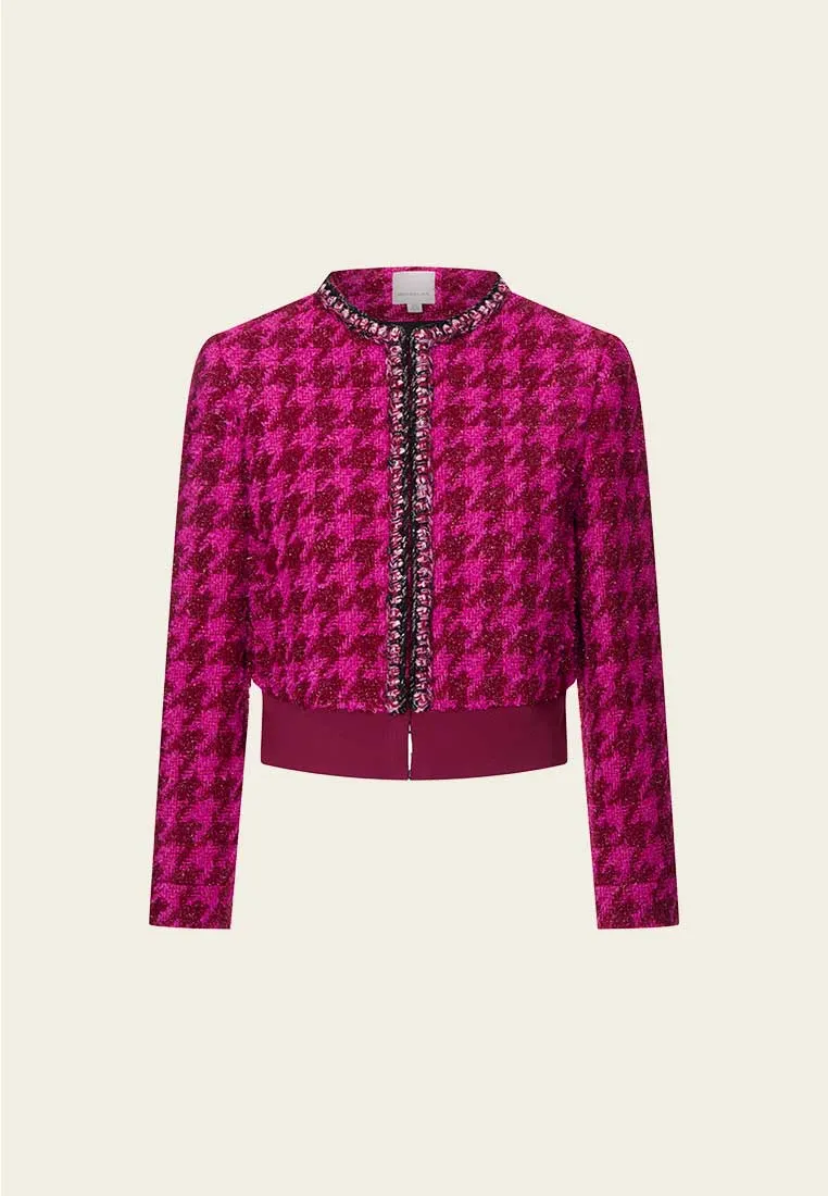 Fluorescent Pink Dark Red Monogram Tweed Jacket