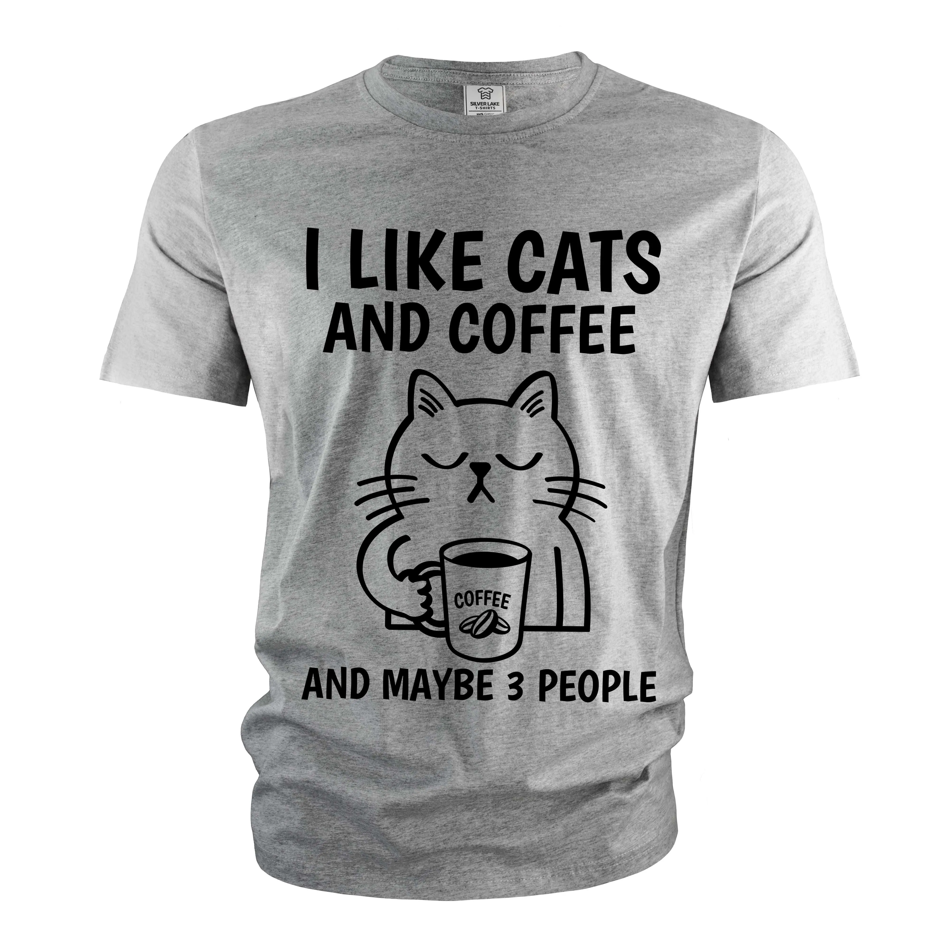 Funny Coffee and Cats T-shirt I like cats coffee and maybe 3 people Christmas funny gift for her him