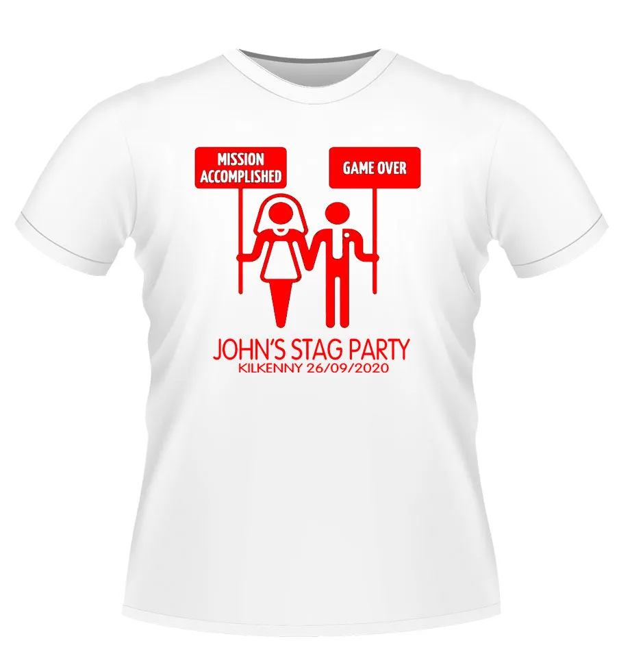 'Game Over' Funny Personalised Stag Party Tshirt