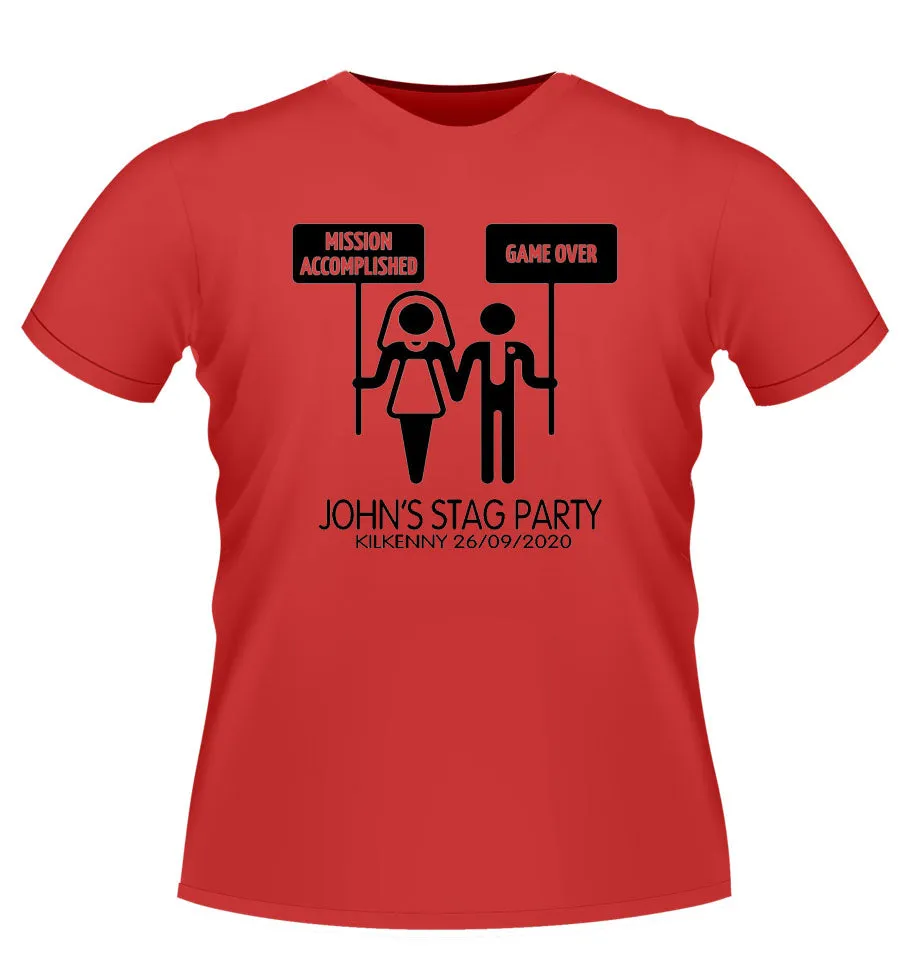 'Game Over' Funny Personalised Stag Party Tshirt
