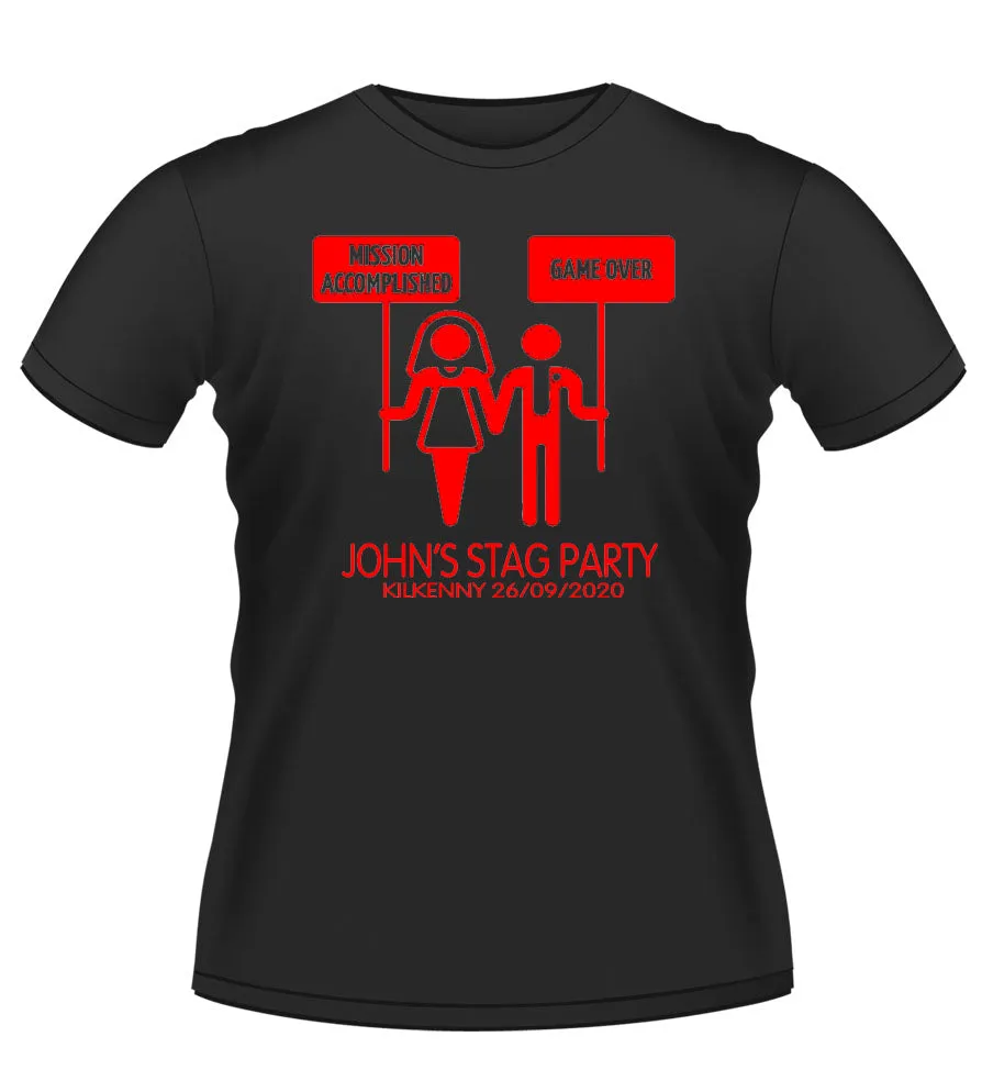 'Game Over' Funny Personalised Stag Party Tshirt