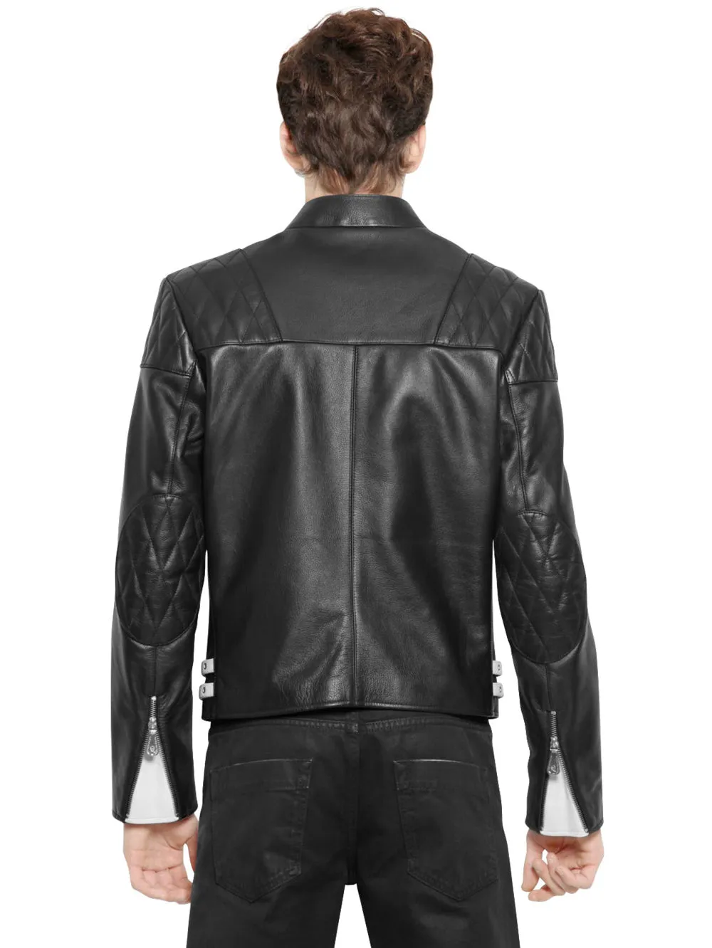 Genuine Leather Jacket with Contrast Accents for Men