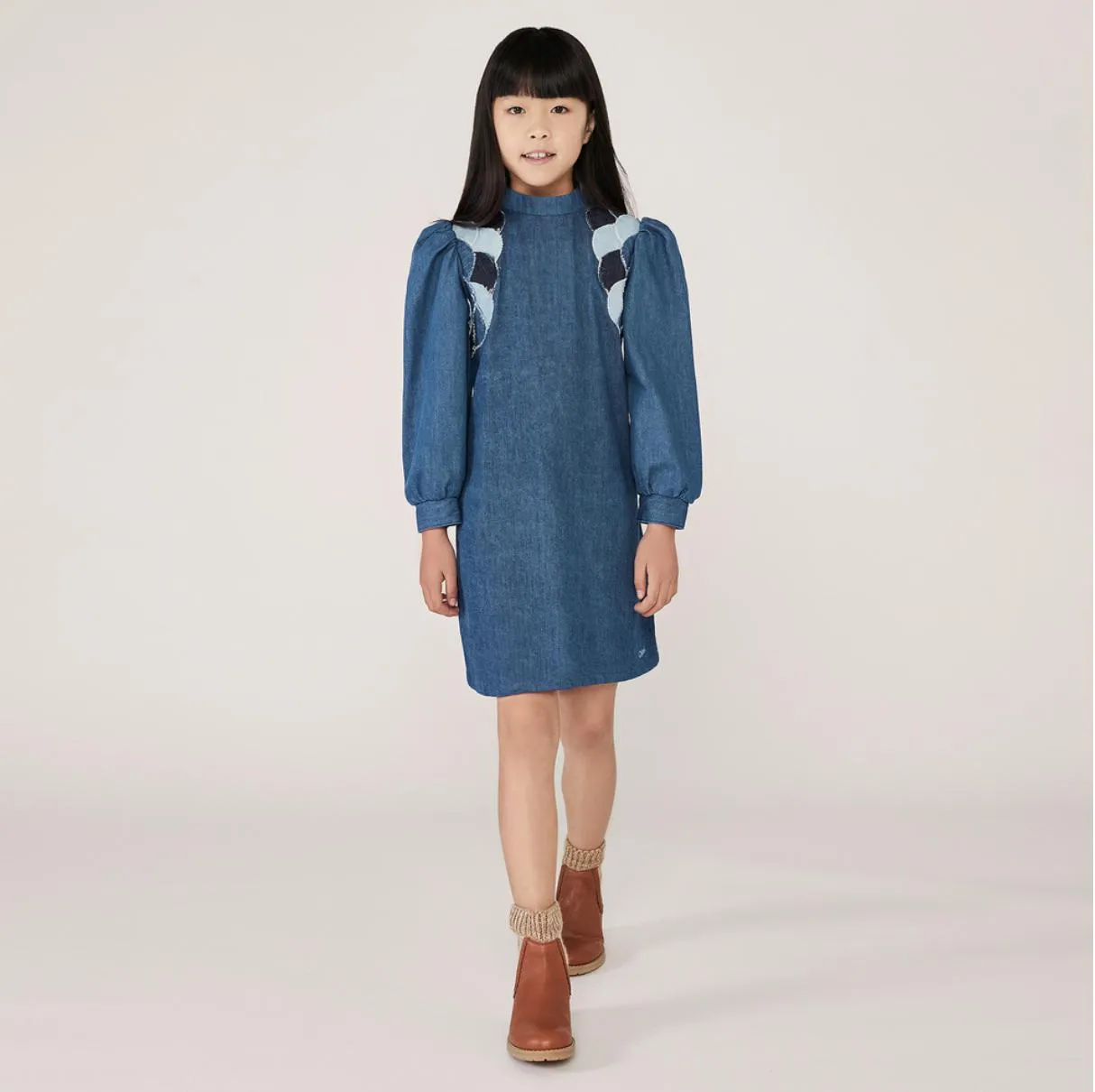 Girls Blue Scallop Dress