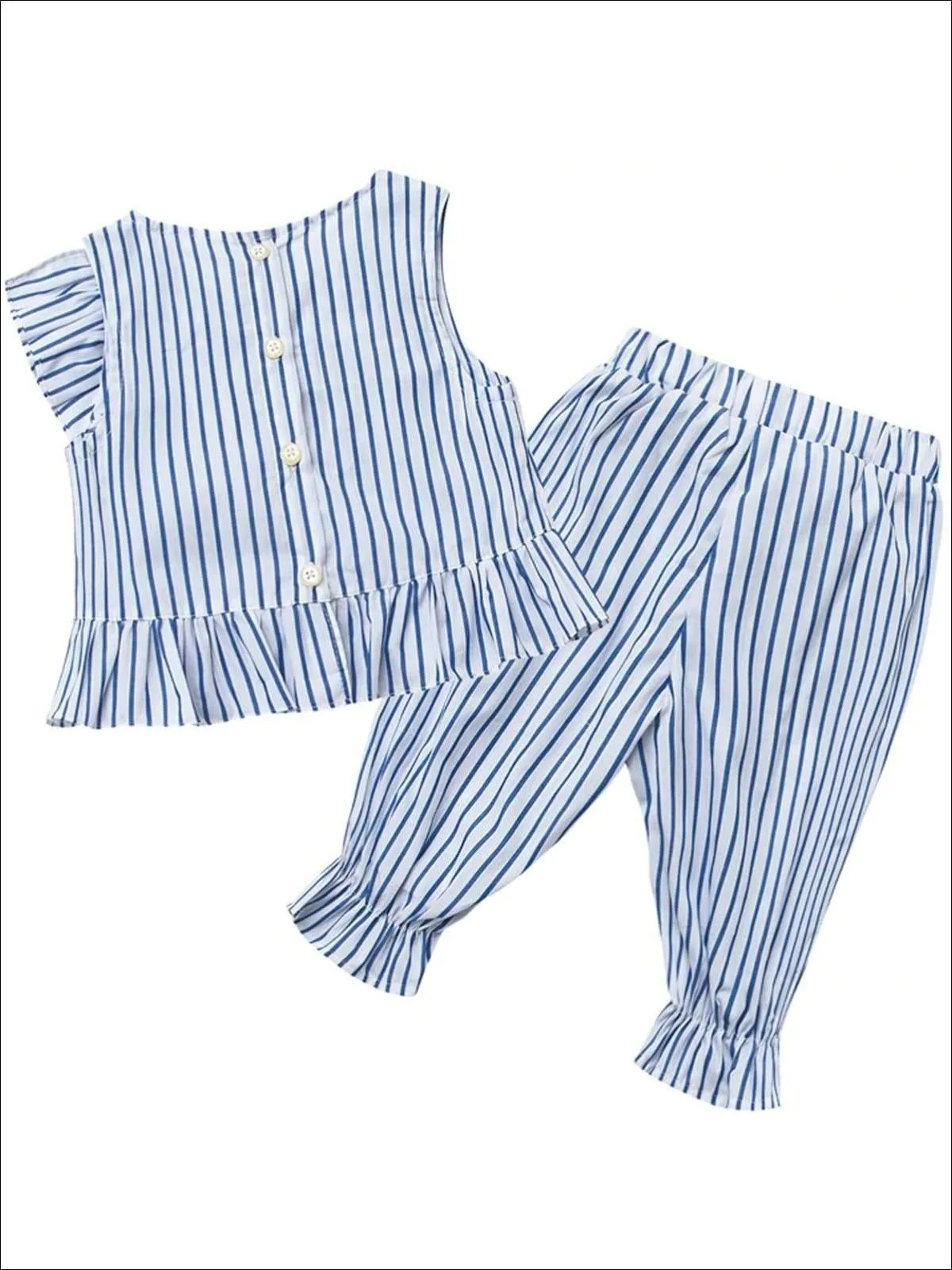 Girls Ruffled Faux Wrap Sleeveless Top & Bow Tie Tapered Pants