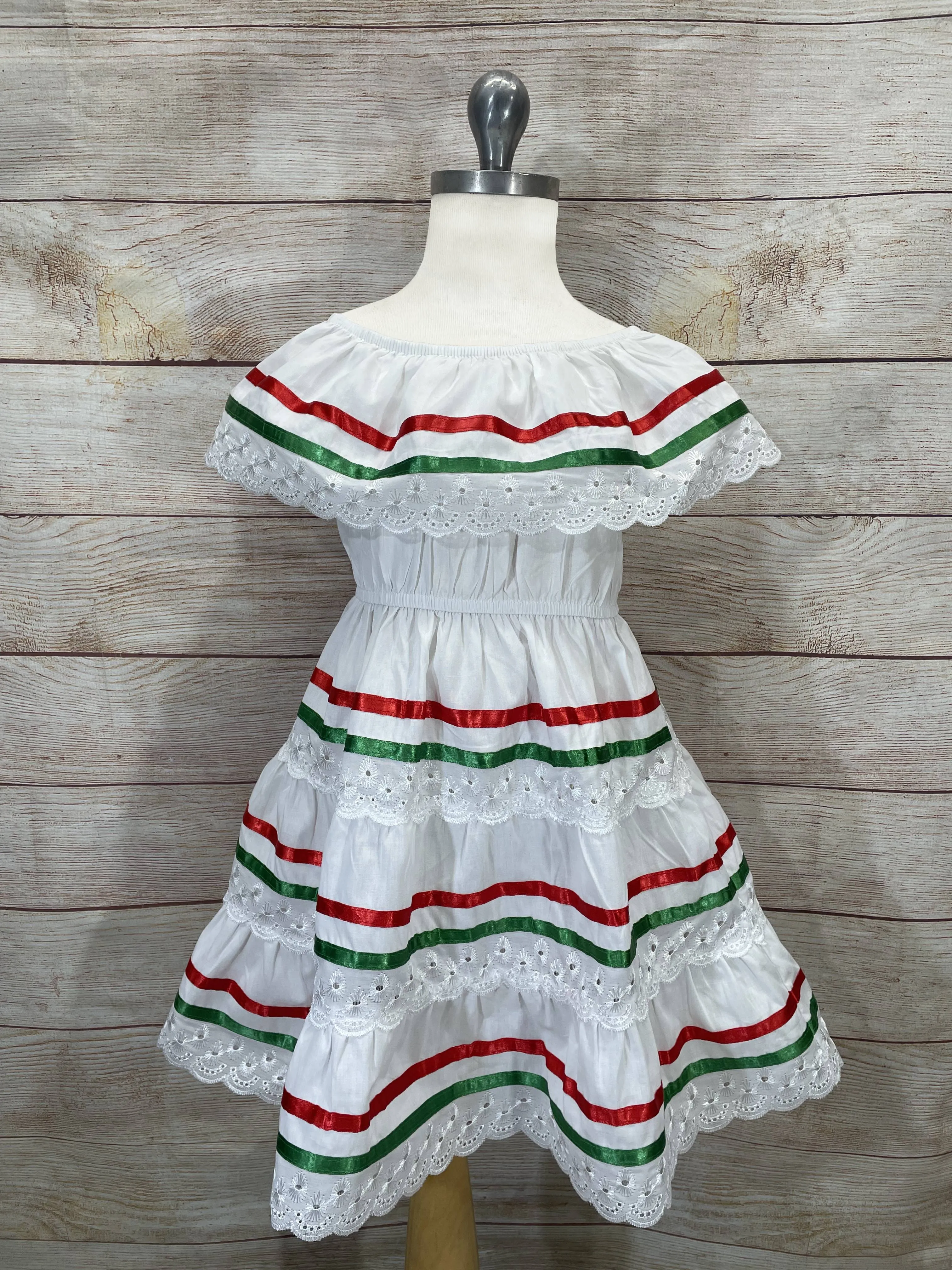 Girl's White Traditional Mexican Cinco De Mayo Fiesta Dress 2-14