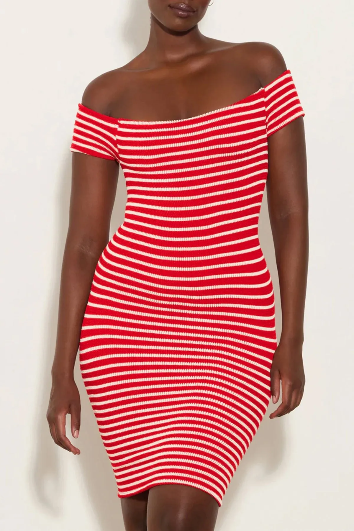 Grace Crinkle Dress in Red White