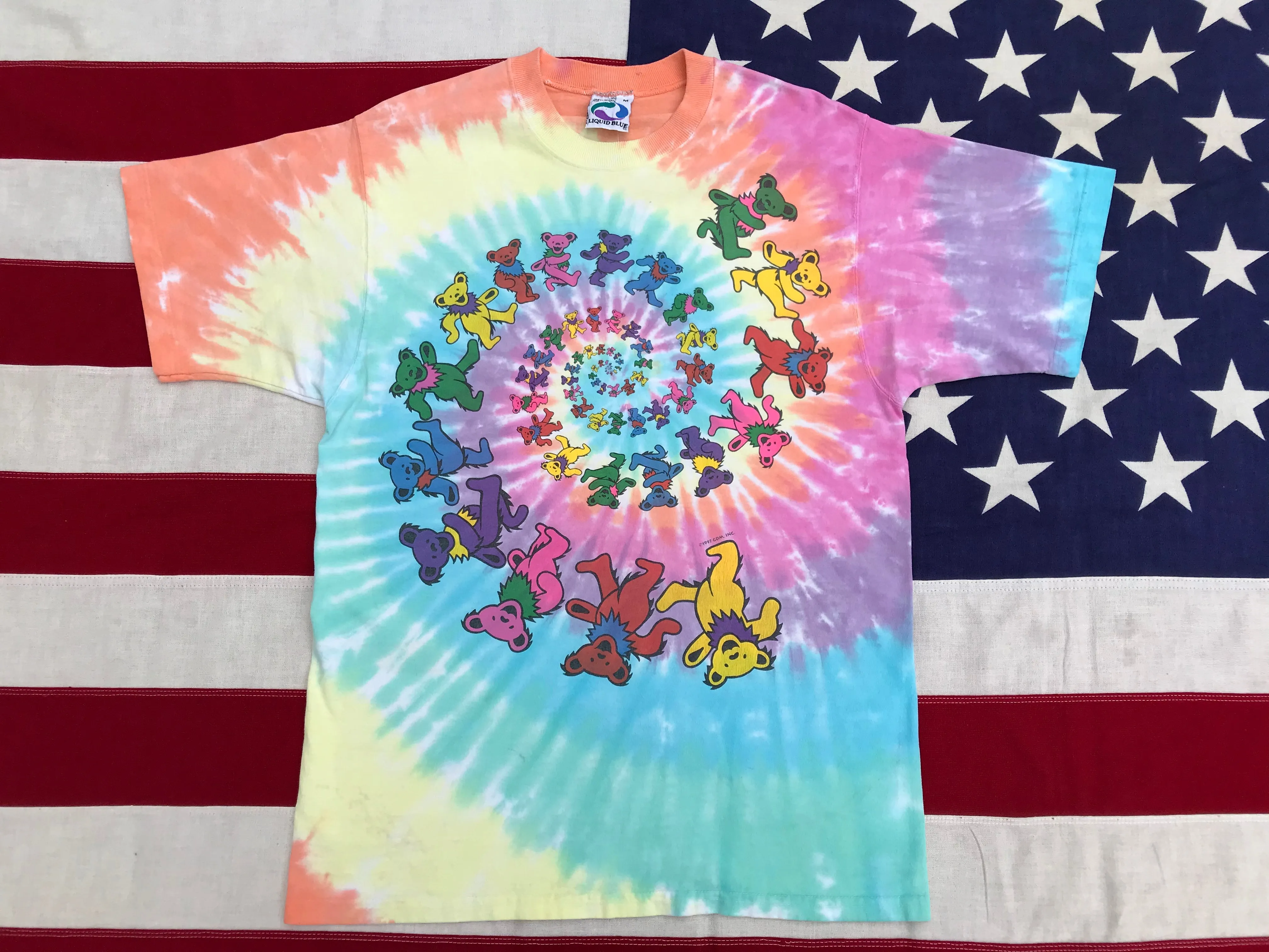 Grateful Dead “ Spiral Bears 1997 “ Original Vintage Rock Tie Dye T-Shirt by Liquid Blue Made In USA