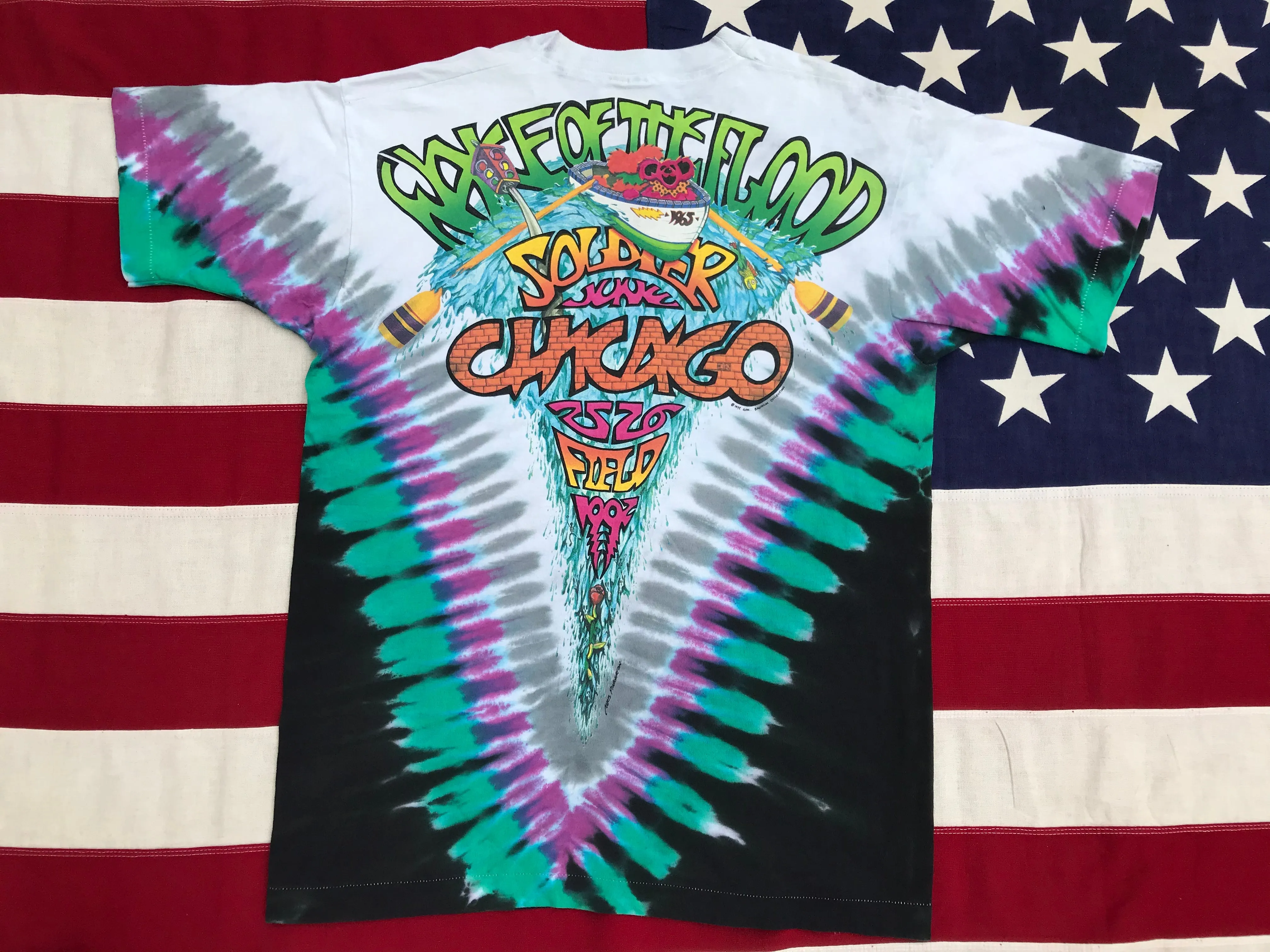 Grateful Dead  “ Wake Of The Flood - Tour 1992 “ Original Vintage Rock Tie Dye T-Shirt by Liquid Blue Made in USA