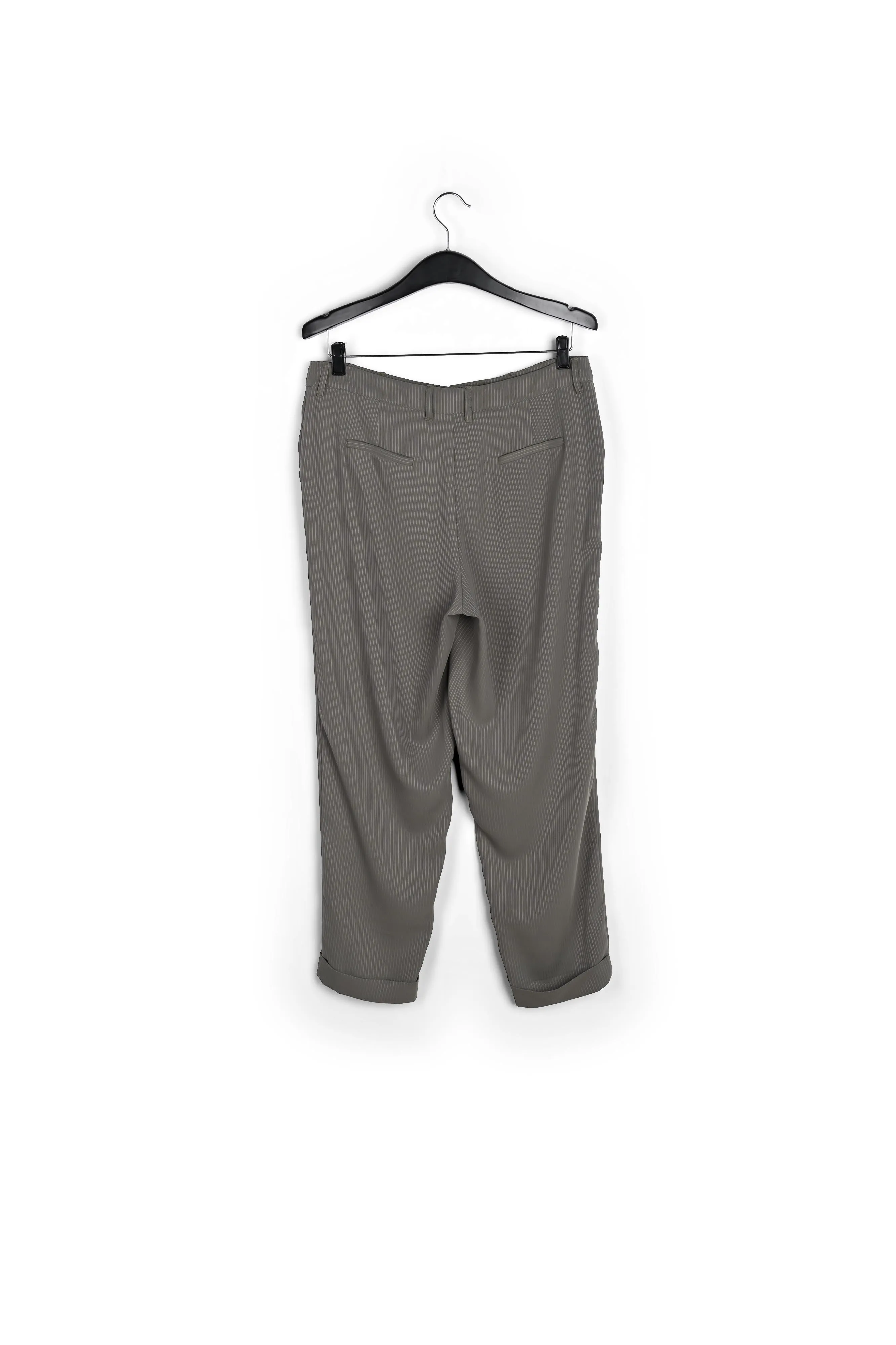 Grey striped tapered pants